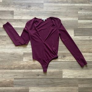 Women’s Size Small Burgundy V-neck Bodysuit